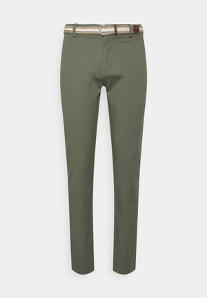 Lindbergh SLIM FIT SUPERFLEX PANTS BELT - Chinos - dark army
