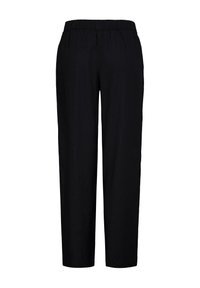 Pantalon noir droit avec taille élastique, sans poches visibles ni décorations, présenté sur fond blanc.