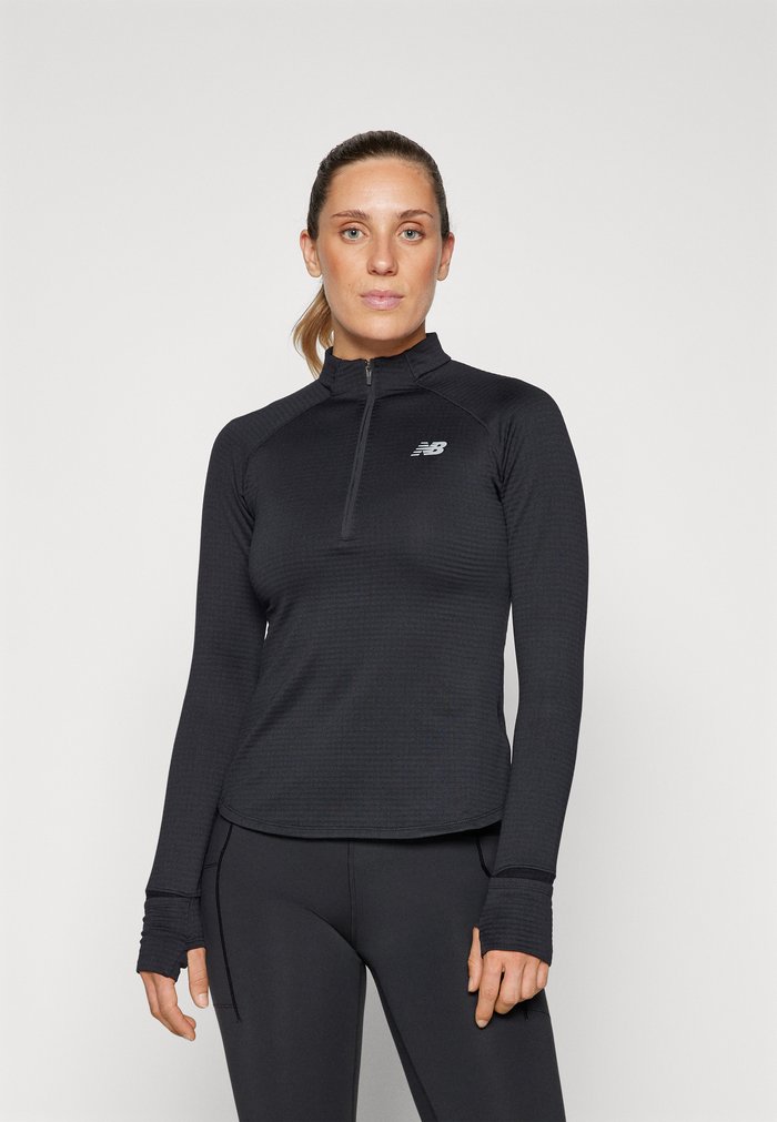 New Balance ATHLETICS GRID 1/2 ZIP - Long-sleeved top - black