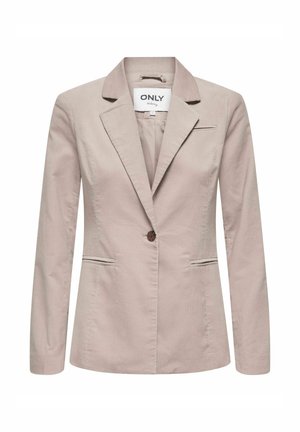 Bēša kordurojas žakete ar iegrieztu atloku, vienu pogu aizdari, divām priekšējām kabatām un vertikālu smalku ribu rakstu. Etiķete: ONLY.