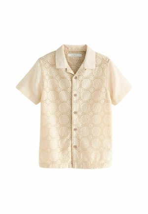 SHORT SLEEVES TEXTURED REGULAR FIT - Vapaa-ajan kauluspaita - ecru white