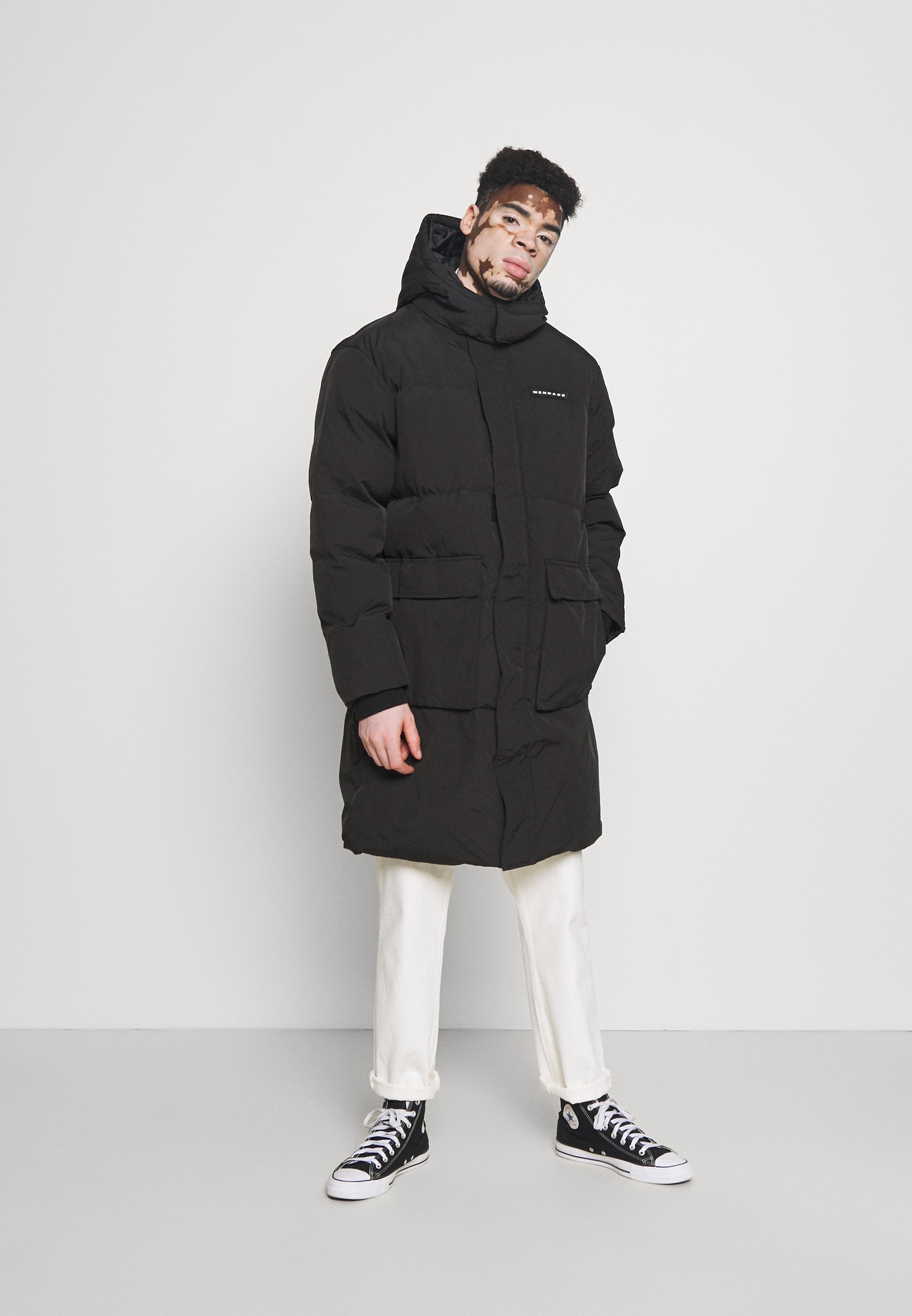 longline puffer jacket black