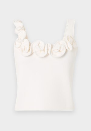 DEBARDEUR ASYMETRIQUE FLEUR - Top - blanc