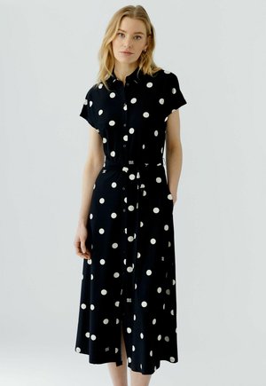 Oui, MAXIKLEID SILKY TOUCH - Blusenkleid - black offwhite