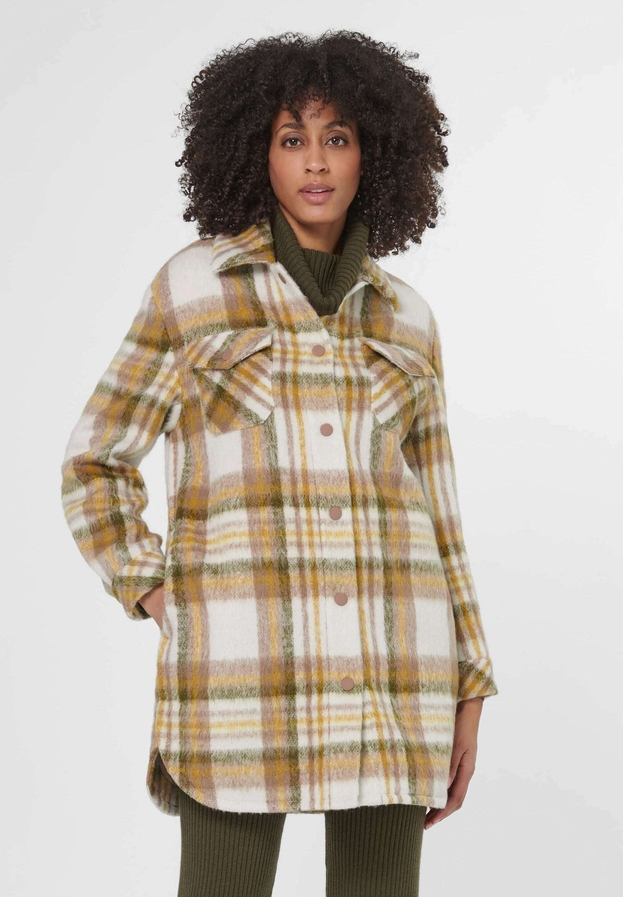 MADELEINE MIT KARO-MUSTER Klassischer Mantel natural white