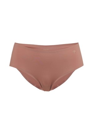 Nahtlose Damen-Slips in Mauve mit glattem Finish und einem dezenten kleinen Blumenlogo auf der rechten Seite.
