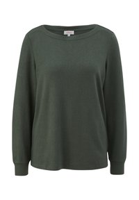 Camicia verde a maniche lunghe realizzata in tessuto morbido, con un ampio collo a giro e una vestibilità rilassata. I polsini sono rifiniti con una cucitura dritta.