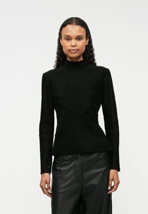 ELEGANT FLOCK MOCK NECK - Πουλόβερ - black