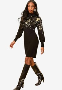 Lipsy PETITE FIT SEQUIN DISC Shift dress black Zalando