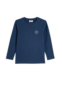 Marineblauwe long-sleeve t-shirt in een katoenmix, met een ronde halslijn en subtiele logodetail op de borst, een gladde textuur en een regular fit.