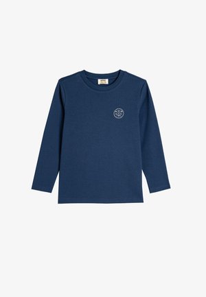 Marineblauwe long-sleeve t-shirt in een katoenmix, met een ronde halslijn en subtiele logodetail op de borst, een gladde textuur en een regular fit.