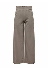 Bredde bukser i en nøytral taupe-farge, med høy elastisk midje og sidelommer. Myk, glatt tekstur med en skreddersydd look.