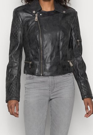 Imiteret læderjakke - black
