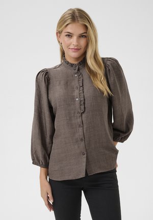 KAELLEN FRILL - Button-down blouse - deep taupe cc