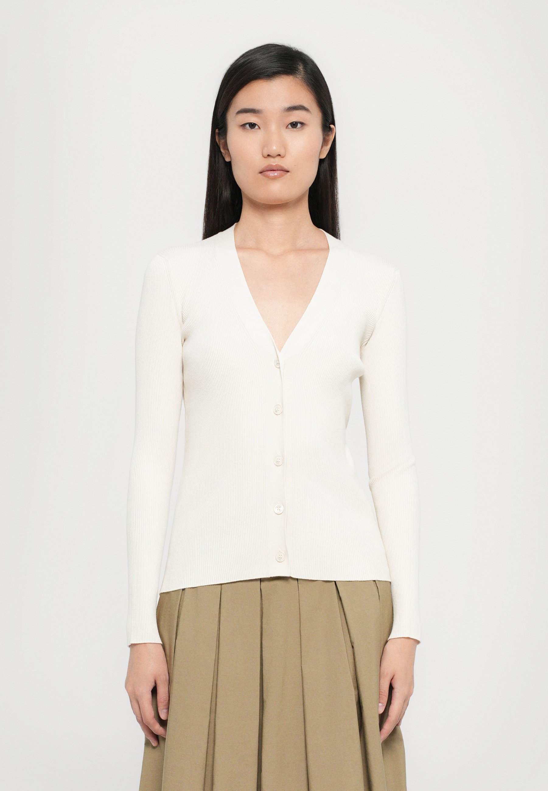 売れ筋商品|||ラルフローレン ニット&セーター レディース アウター Rib Knit Linen Blend V Neck Cardigan - Cardigan - mascarpone cream Lauren Ralph Lauren Women's Rib-Knit Linen-Blend V-Neck