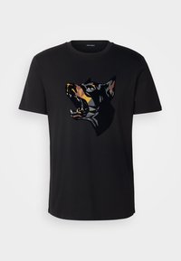 REGULAR FIT FLOCK PRINT - T-shirt con stampa - black