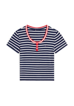 Tommy Jeans, SLIM HENLEY TEE - T-Shirt print - navy