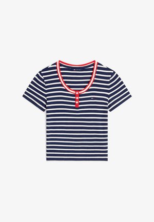 Tommy Jeans, SLIM HENLEY TEE - T-Shirt print - navy