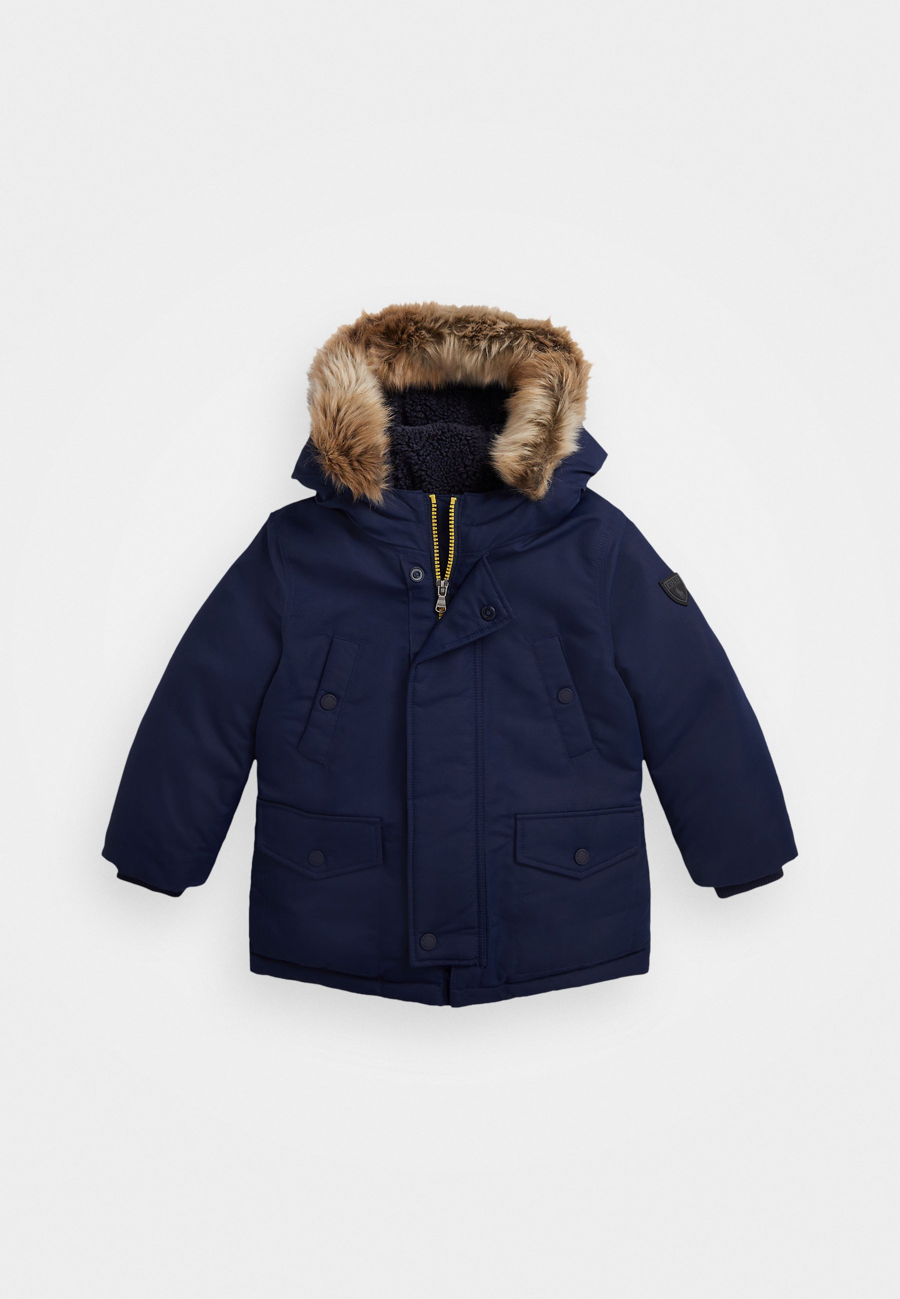 Faux Fur Trimmed Blue Parka Coat With Fur Hood Herman Kay Womens