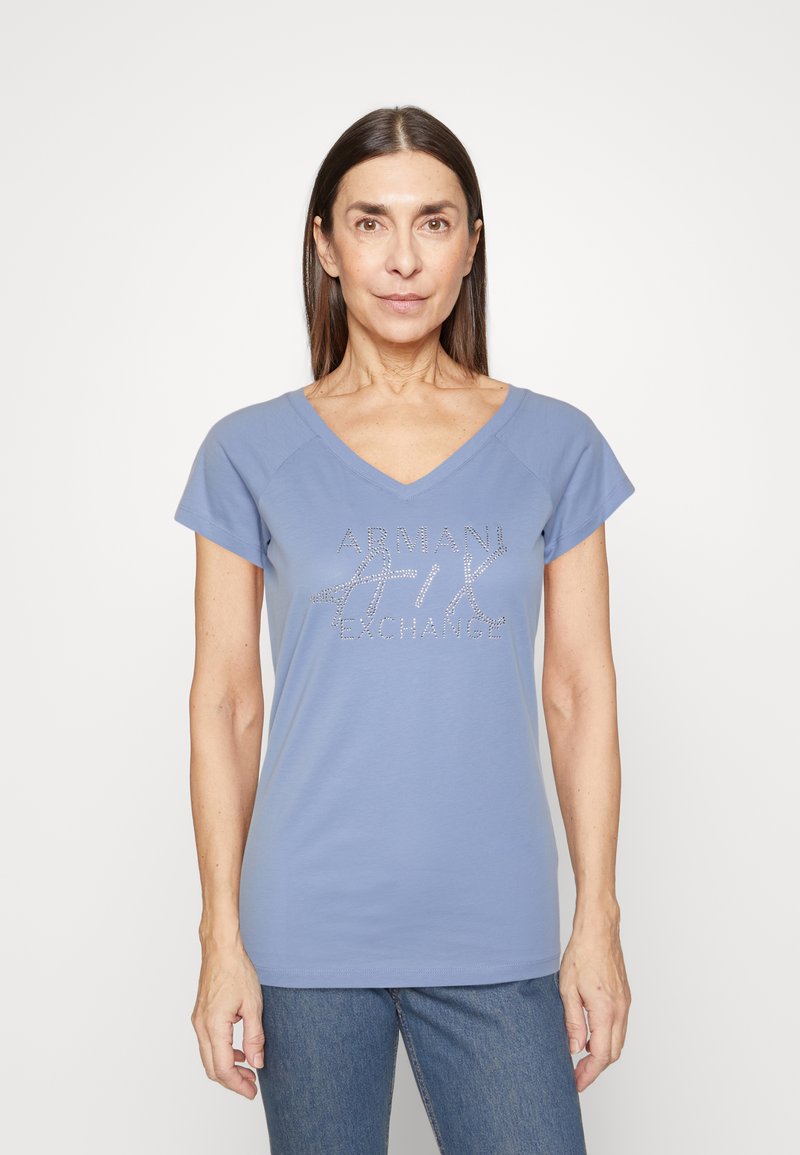 Armani Exchange Print Tshirt shadow/light blue Zalando.ie