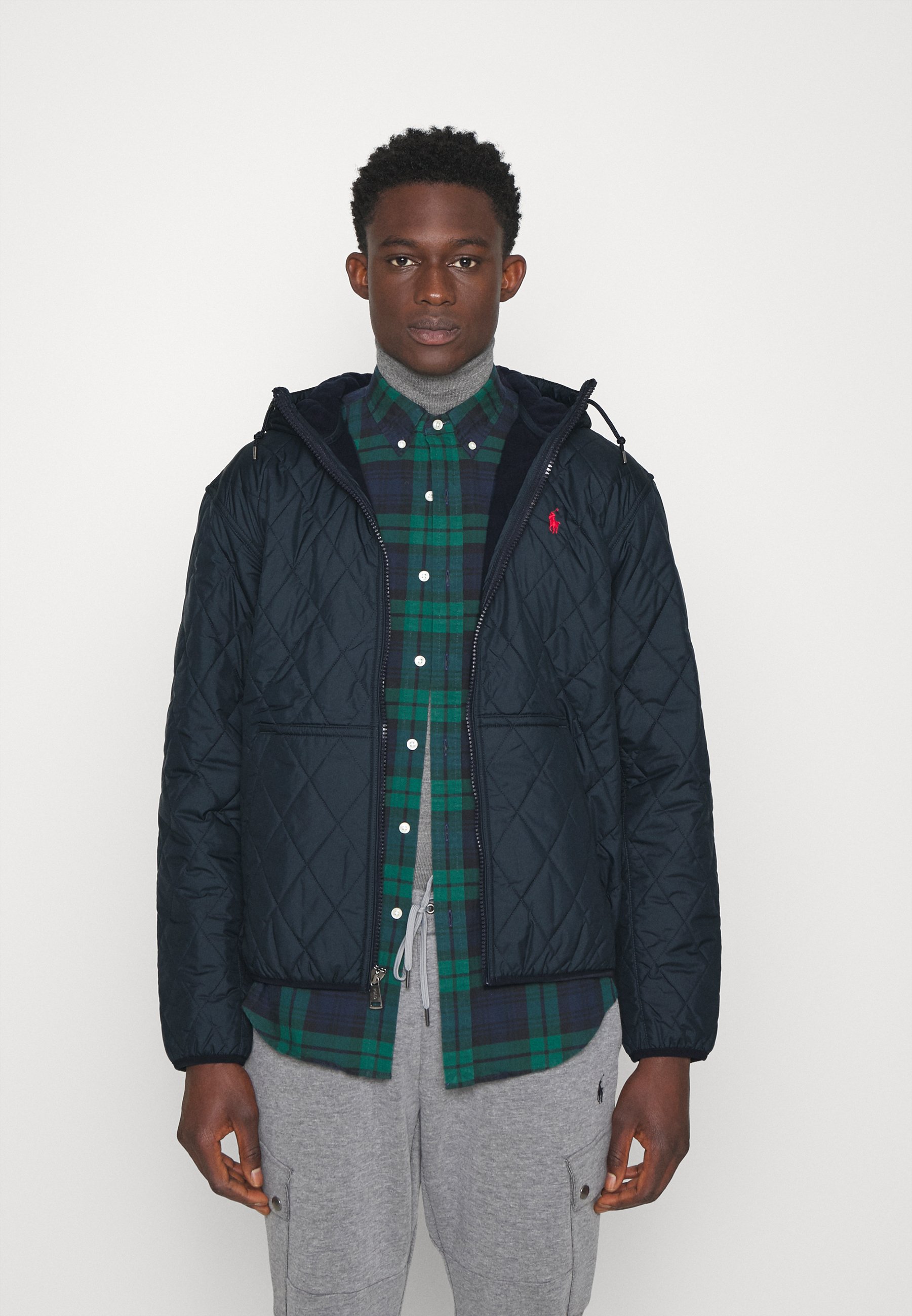 Polo Ralph Lauren WATER-REPELLENT HOODED JACKET - Light jacket - college  navy/dark blue 