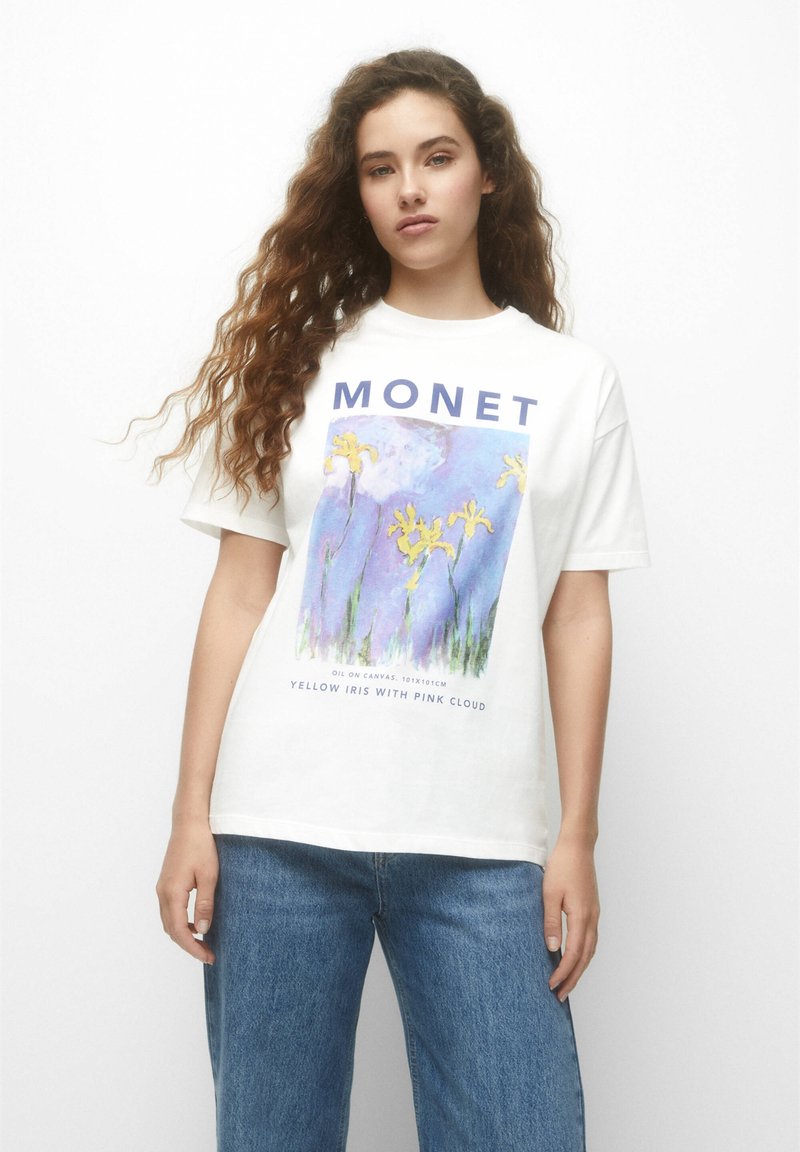 PULL&BEAR WITH LANDSCAPE PRINT Tricou cu imprimeu white/alb