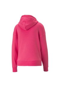 Sudadera con capucha rosa de corte relax, con mangas largas y puños acanalados. Fabricada con una tela suave de textura lisa.