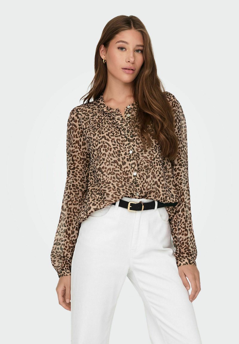 JDY Camicia Donna Con Colletto A Squalo E Maniche Voluminose – Vestibilità Regolare, Abbottonatura, Modello Dobby WVN Noos