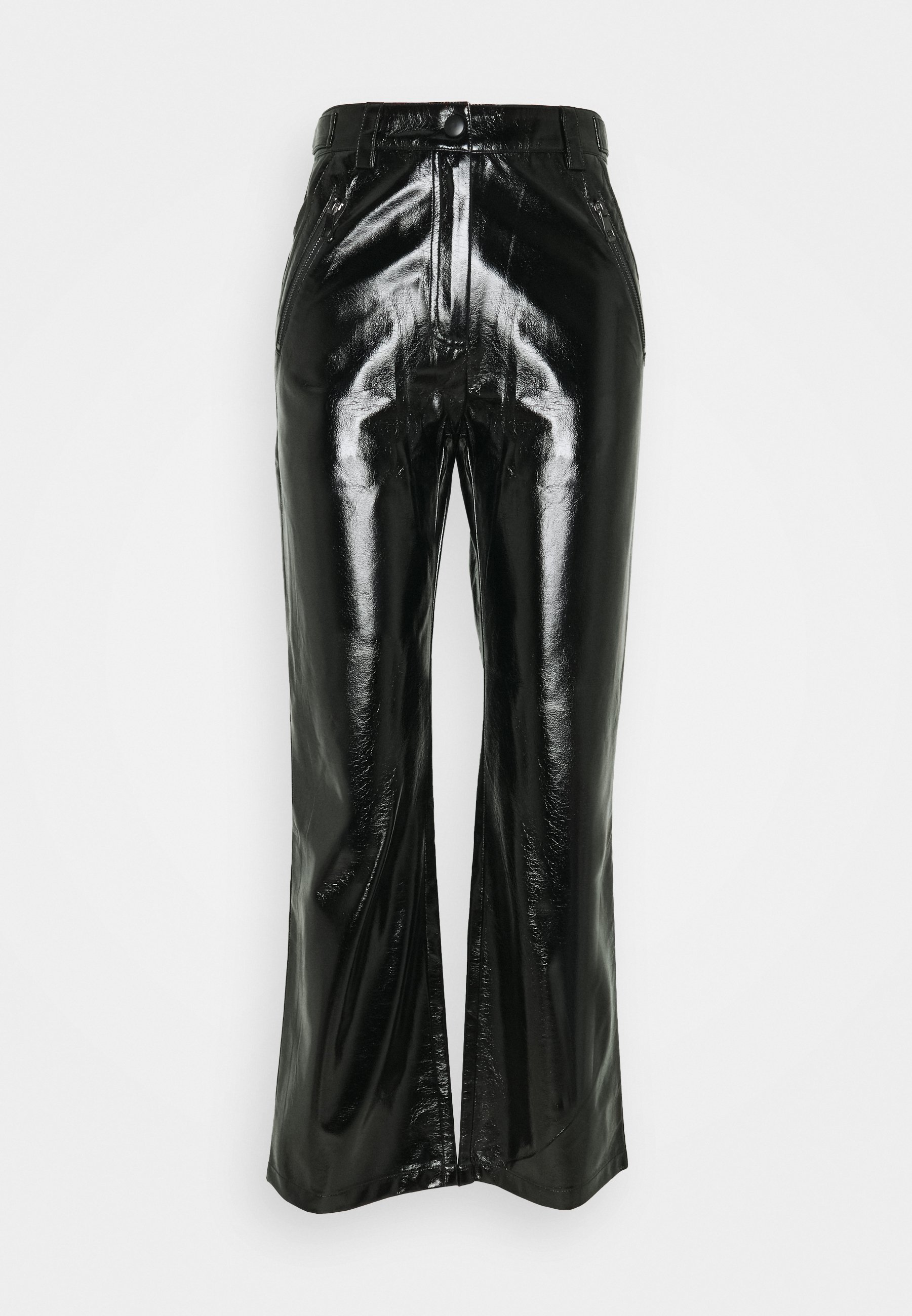Nelly PATENT ZIP PANTS - Broek - black 