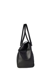 Sac à main en cuir noir texturé avec doubles anses d'épaule, présenté de profil sur fond blanc.