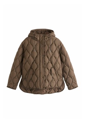 Steppelt barna pufi dzseki kapucnival, egyedi buborékos mintával, patentos záródással és oldalzsebekkel a nagyobb praktikusság érdekében.