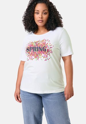 KURZARM RUNDHALS - Print T-shirt - white gemustert