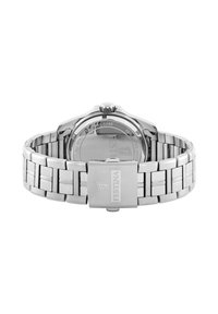 Montre en acier inoxydable avec un boîtier et un bracelet polis. Elle possède un fond de boîtier rond, une couronne et une boucle avec le logo Festina.