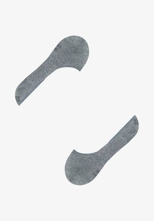 Szare skarpetki typu no-show o gładkiej fakturze, zaokrąglonym czubku i niskim kroju. Posiadają wzmocnione krawędzie zapewniające trwałość oraz subtelną detaliczną przeszycie.