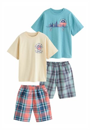REGULAR FIT - CHECK SHORT 2 PACK SET - Nachtwäsche Set - white blue smile skate