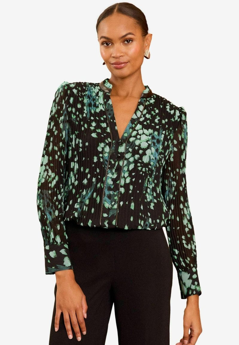 Love & Roses PLEATED LONG SLEEVE - Blus - green animal