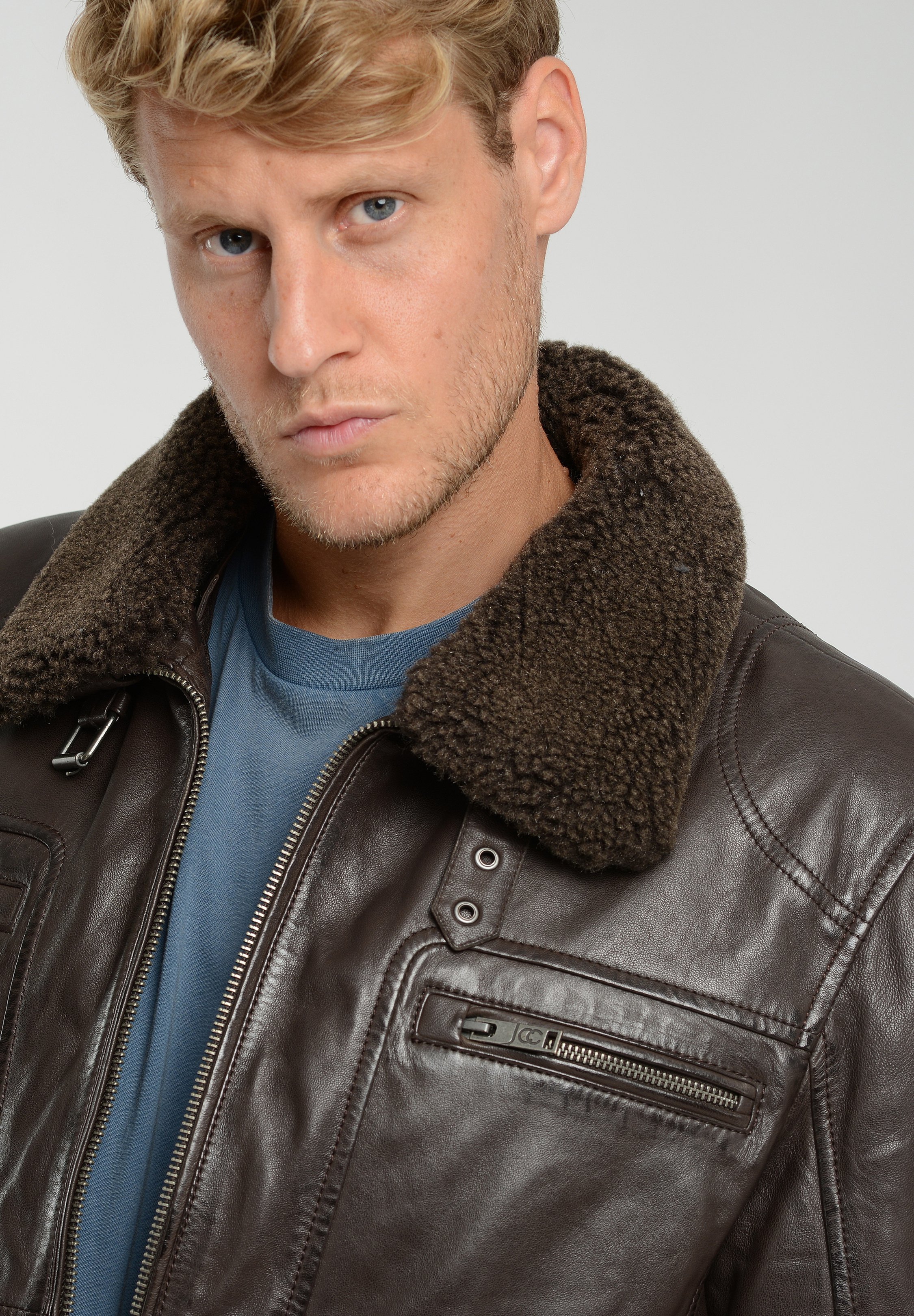 JCC Leather jacket - dark brown - Zalando JCC Leather jacket - dark brown - Zalando