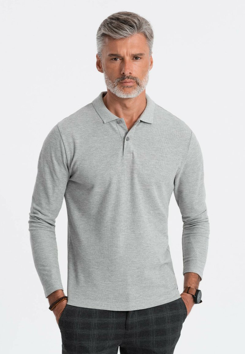 Ombre - WITH POLO COLLAR - Langarmshirt - grey melange, Vergrößern