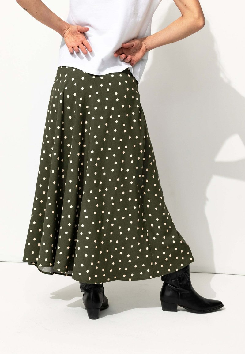 Jupe Longue Promod Taille 38 Verte Olive - Style Militaire Avec Fente Dans Le Dos, Occasion Très Bon état
