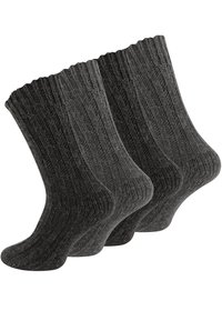 Calzini grigi a maglia con texture a costine, caratterizzati da una lunghezza alla caviglia e tallone e punta rinforzati. Venduti in un set di tre.