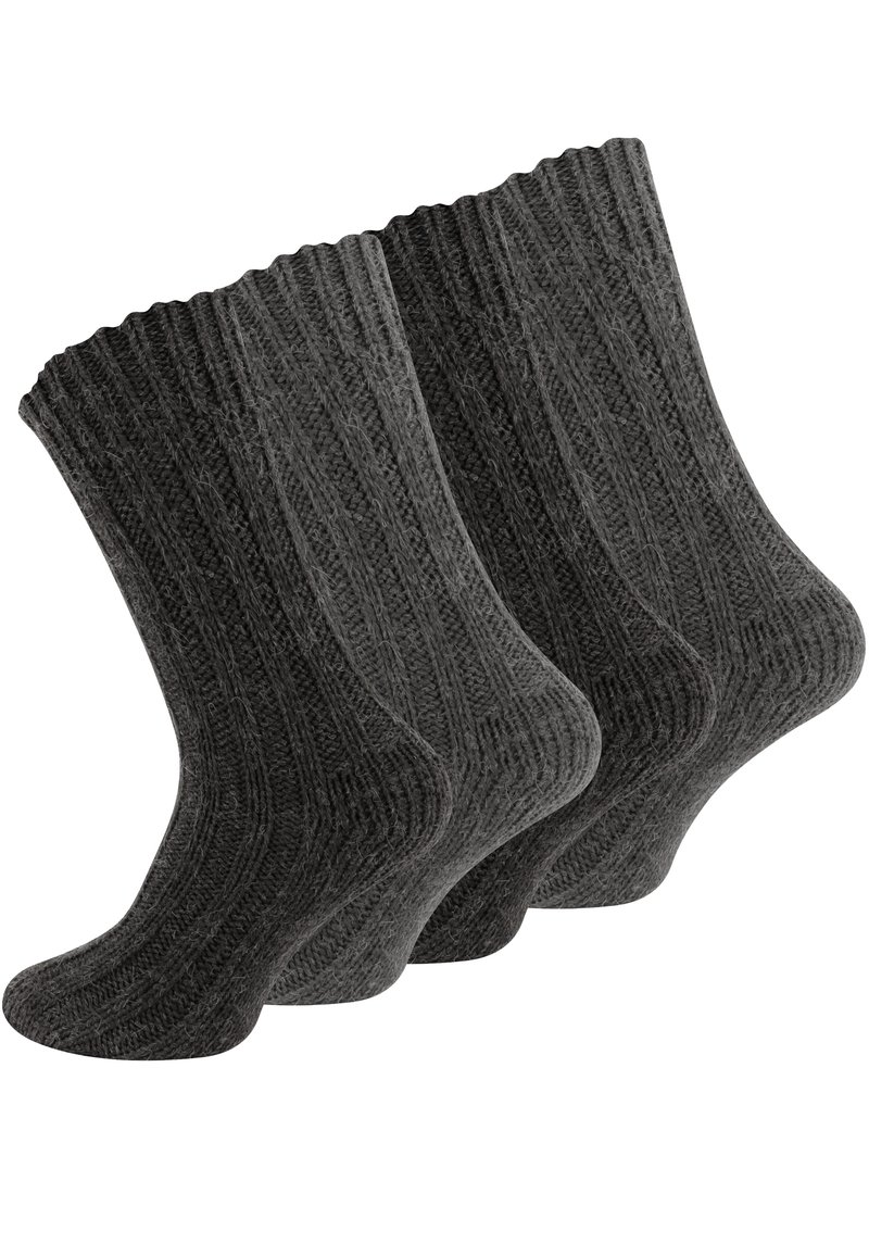 Calzini grigi a maglia con texture a costine, caratterizzati da una lunghezza alla caviglia e tallone e punta rinforzati. Venduti in un set di tre.
