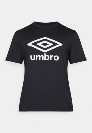T-shirt nera a maniche corte realizzata in cotone, con un grande logo a forma di diamante bianco e la scritta "umbro" sul fronte. Design classico.