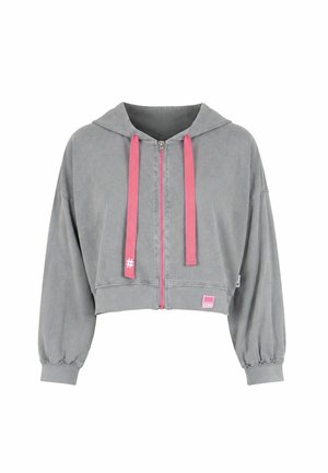 #VDR VILLADELLEROSE, SLOGAN PRINT HOODED SWEATSHIRT - Φούτερ με φερμουάρ - grey