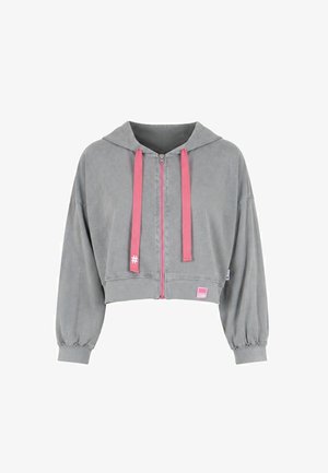 #VDR VILLADELLEROSE, SLOGAN PRINT HOODED SWEATSHIRT - Φούτερ με φερμουάρ - grey