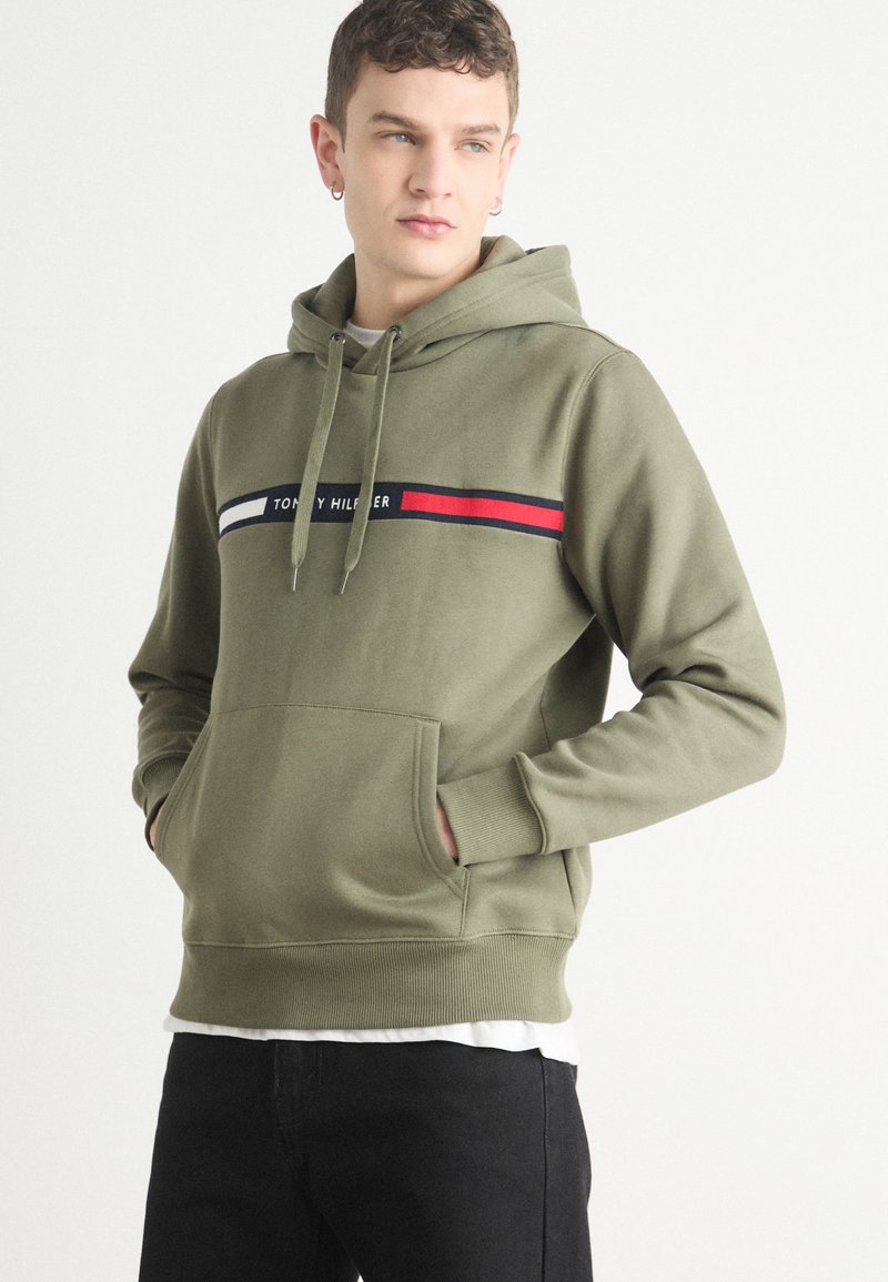 Tommy Hilfiger CHEST INSERT - Felpa con cappuccio - green