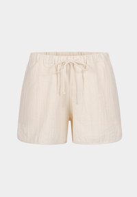 Crèmekleurige, lichte shorts van textuurstof. Voorzien van een elastische tailleband met een koordje voor verstelbaarheid.