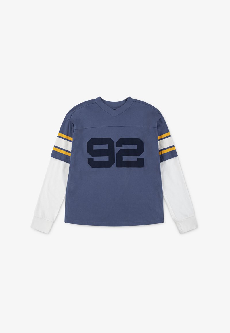 Abercrombie & Fitch FOOTBALL HANGDOWN TEE - Tops ar garām piedurknēm - vintage indigo