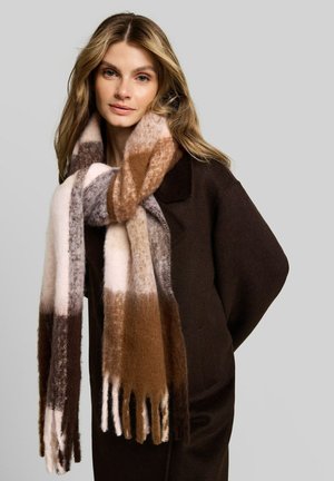 TOM TAILOR, TOM TAILOR ACCESSOIRE COSY SCHAL MIT FRANSEN - Scarf - brown big check