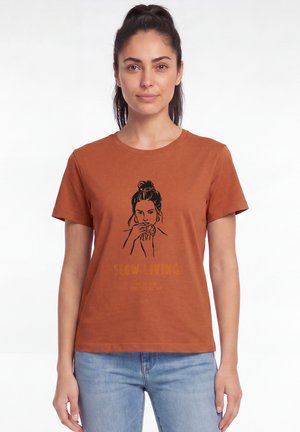 watapparel, SLOW LIVING - Print T-shirt - heritage brown