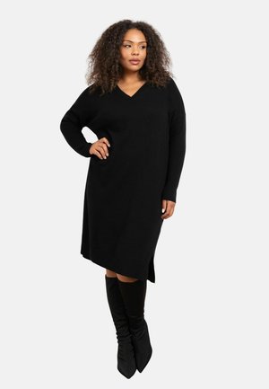 Live Unlimited London V-NECK  - Strickkleid - black